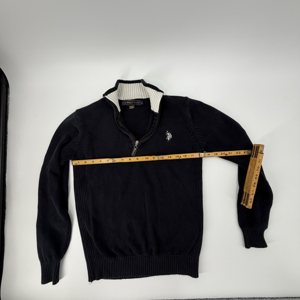 US Polo Assn Mens Small Navy Blue Quarter Zip Cotton Knit Pullover Sweater - Picture 5 of 5
